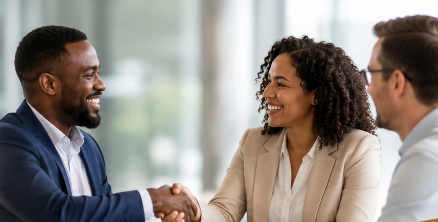 Edify team members meeting with a referral partner